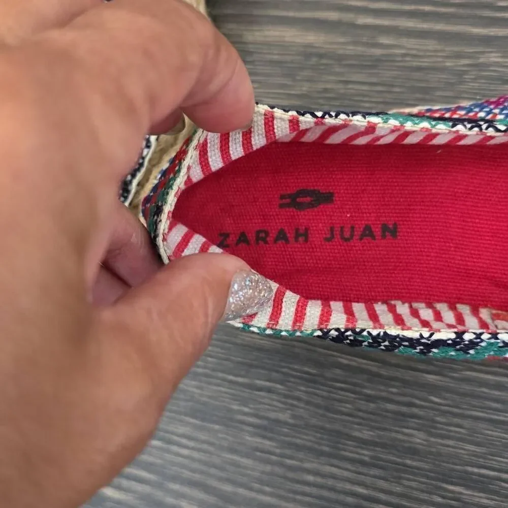 Zarah Juan espadrilles, multicolor, embroidered and crocheted touches,NEW, Sz. 6